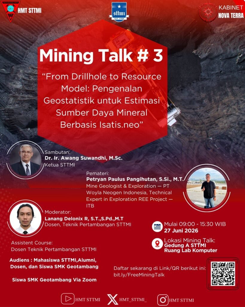 STTMI Akan Gelar Mining Talk #3: Pengenalan Geostatistik untuk Estimasi Sumber Daya Mineral Berbasis Isatis.neo minigtalk3