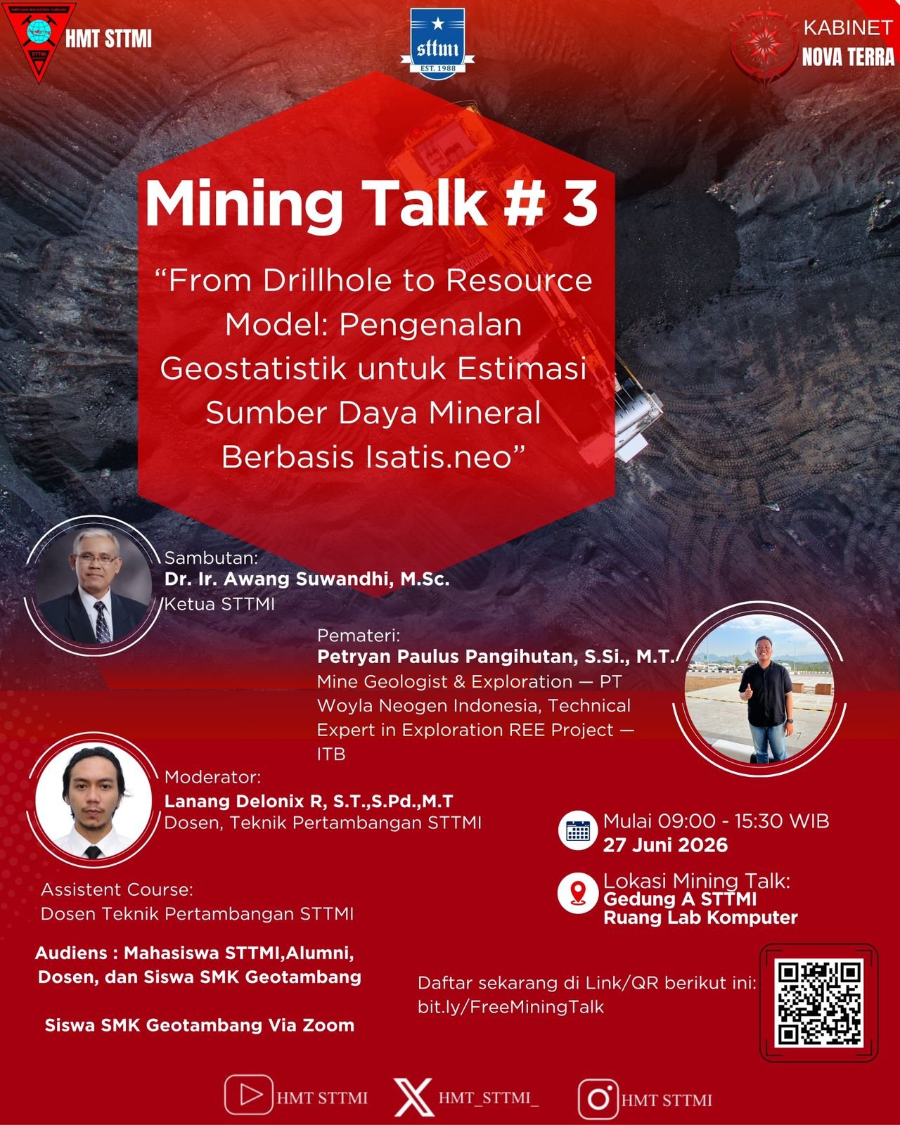 STTMI Akan Gelar Mining Talk #3: Pengenalan Geostatistik untuk Estimasi Sumber Daya Mineral Berbasis Isatis.neo STTMI Akan Gelar Mining Talk #3: Pengenalan Geostatistik untuk Estimasi Sumber Daya Mineral Berbasis Isatis.neo